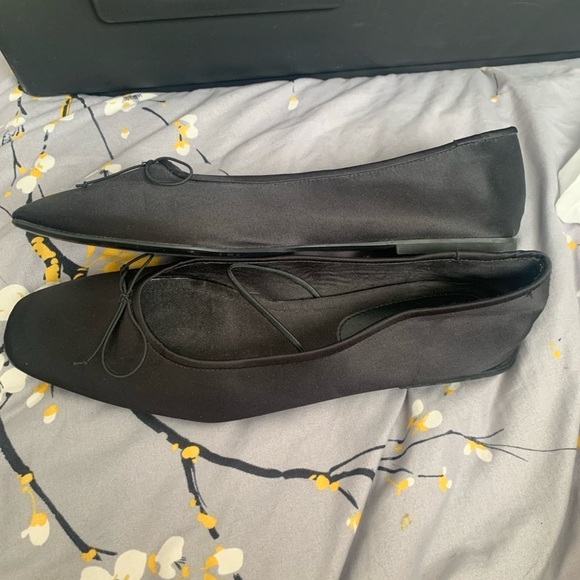 Zara Women's Elegant Black Square-Toe Flats Sz 10.5 (41) - Picture 4 of 6